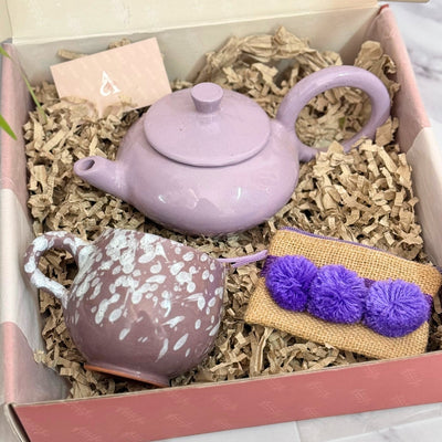 Purple teapot handcrafted gift box