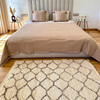 Plain handmade pompom throw Beige 2.80m x 2 m