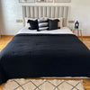 Plaid uni à pompon Noir 2,80m x 2,00m - Ajbir