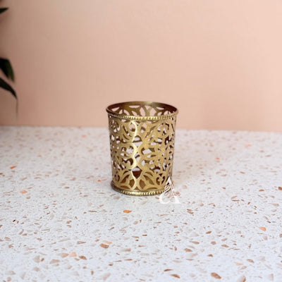 Openwork gilded copper glass