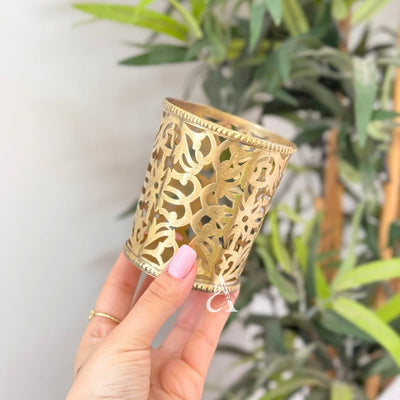 Openwork gilded copper glass