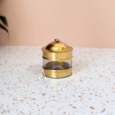 Glass and gold brass box