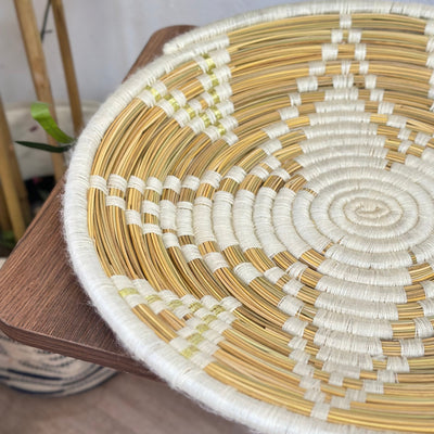 Handmade Berber Talount tray beige and gold 35cm
