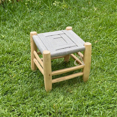 Wooden stool and light gray Kittane