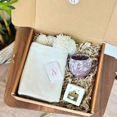 Taupe white handcrafted gift box