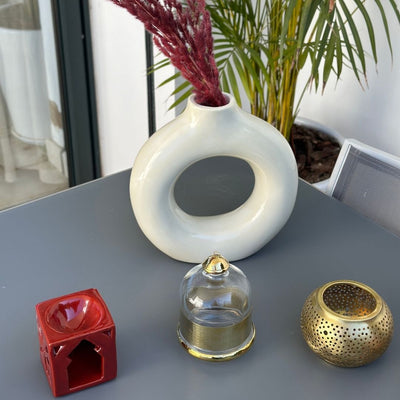 Bougeoir rond en laiton doré - Ajbir