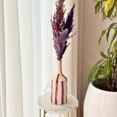 Handmade purple striped bottle vase