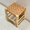 Tabouret traditionnel en bois et cuir - Ajbir