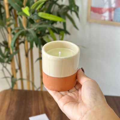 White terracotta handmade candle with Jasmine scent