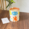 Colorful handmade terracotta candle with Musk scent