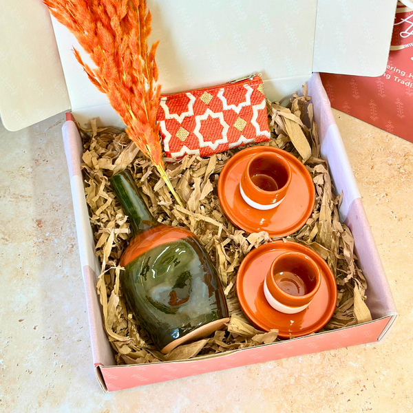 Khaki and terracotta handcrafted gift box