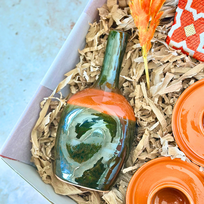 Khaki and terracotta handcrafted gift box
