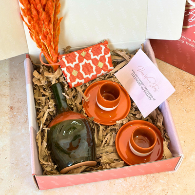 Khaki and terracotta handcrafted gift box