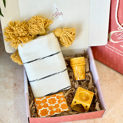 Handmade Gift Box Yellow Striped Cover