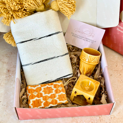 Handmade Gift Box Yellow Striped Cover
