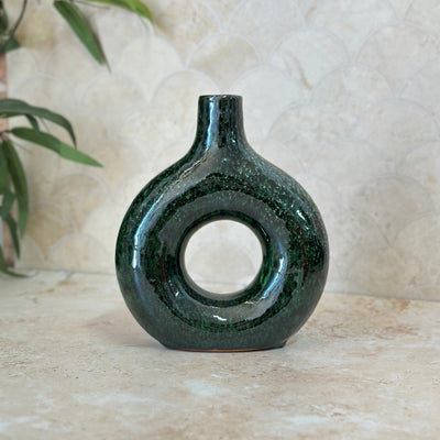 Medium elongated Tafoukt varnished handmade vase