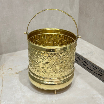 Large traditional brass bucket