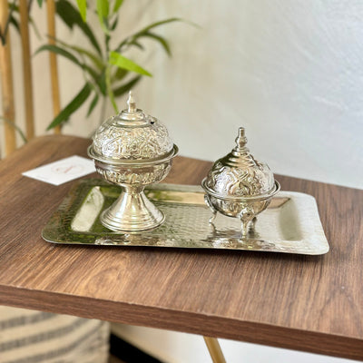 Silver rectangular hammered tray