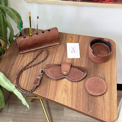Leather glasses holder