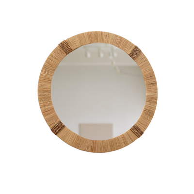 Miroir Bohème en raphia 40cm - Ajbir