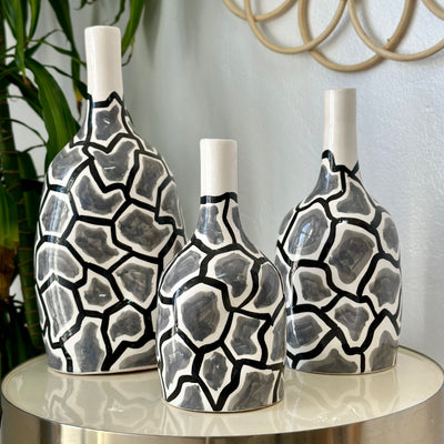 Handmade gray zellige bottle vase