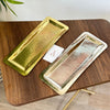 Rectangular hammered tray in gilded brass