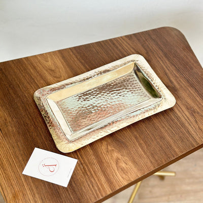 Silver rectangular hammered tray