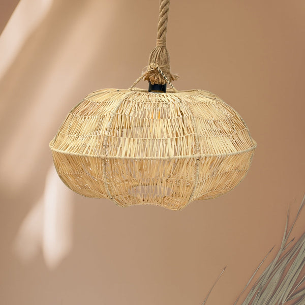 Handmade woven raffia pendant light 2