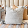 Housse de Coussin à pompons 45cmx45cm Gris clair - Ajbir