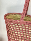 Panier en paille et macramé rose parme