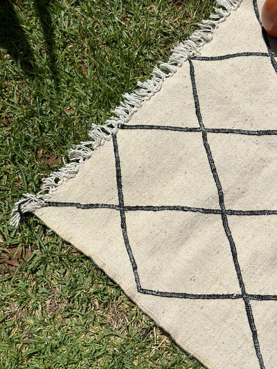 Tapis Hanbal noir losange 133cm/103cm - Ajbir