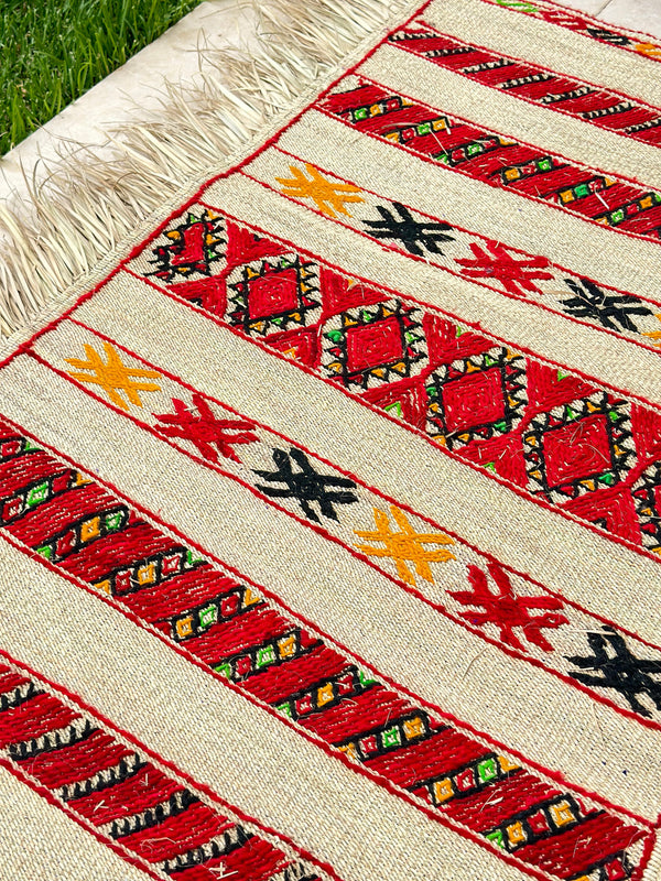 Tapis Extérieur en osier et laine 1m80/1m30 - Ajbir