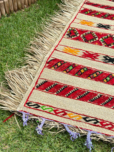 Tapis Extérieur en osier et laine 1m80/1m30 - Ajbir