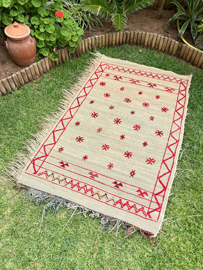Tapis Extérieur en osier et laine 1m70/1m20 - Ajbir