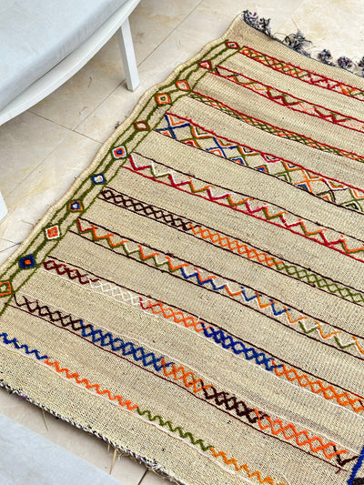 Tapis Extérieur en osier et laine 1m50/1m30 - Ajbir