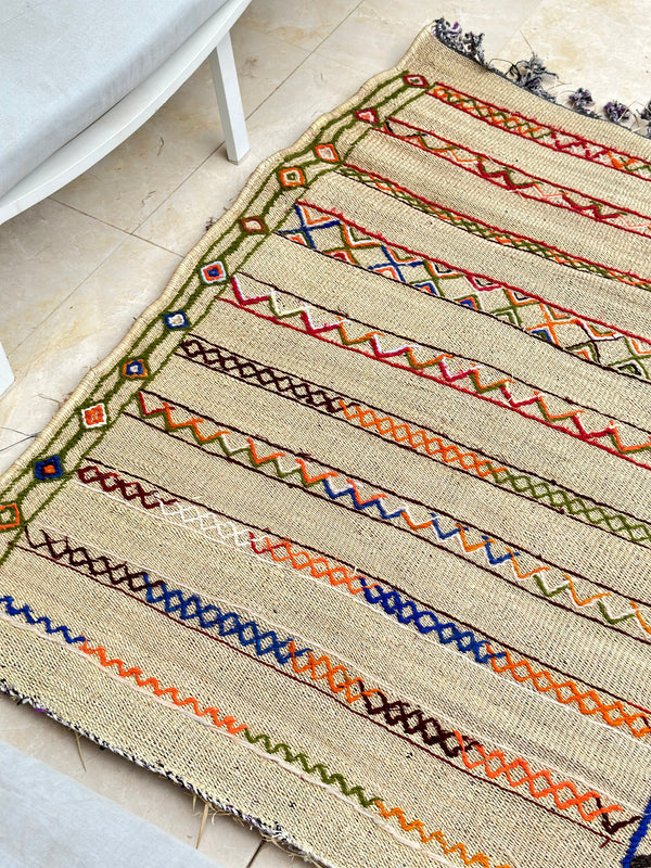 Tapis Extérieur en osier et laine 1m50/1m30 - Ajbir