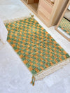 Tapis Beni Ouarain  damier vert orange 112cm/70cm - Ajbir