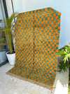 Tapis Beni Ouarain damier orange et vert 2,54m/1,54m - Ajbir