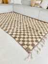 Tapis Beni Ouarain damier taupe - 2,42m / 1,62m