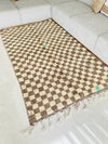 Tapis Beni Ouarain damier taupe - 2,42m / 1,62m