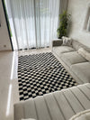 Tapis Beni Ouarain damier noir et blanc - 2,53m / 1,54m