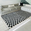 Tapis Beni Ouarain damier noir et blanc - 2,53m / 1,54m - Ajbir