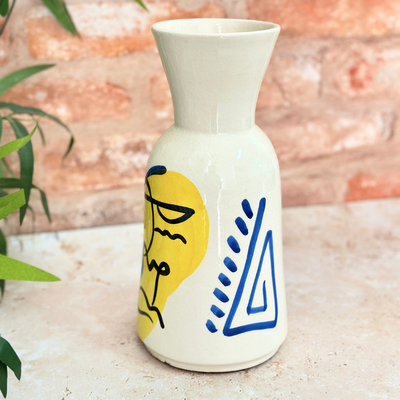 Yellow and blue Azrur vase
