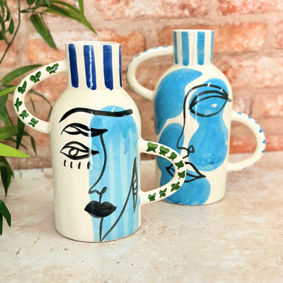 Taboukalt Oudm turquoise artisanal vase