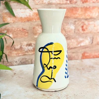 Yellow and blue Azrur vase