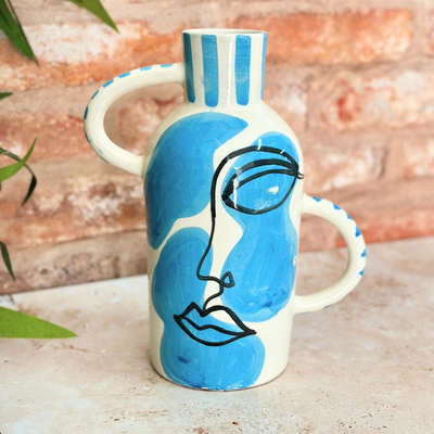 Taboukalt Oudm turquoise artisanal vase