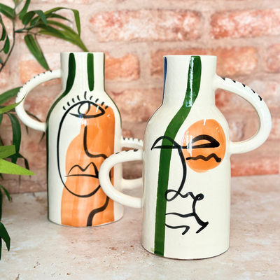 Taboukalt Oudm green artisanal vase