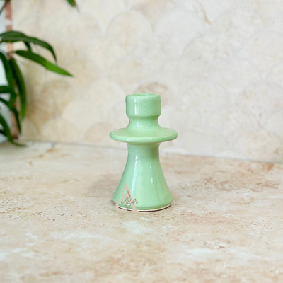 Modern Aqua Green Candle Holder – Moroccan Handcrafted