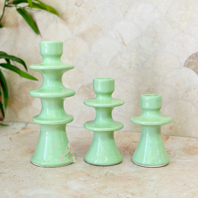 Modern Aqua Green Candle Holder – Moroccan Handcrafted