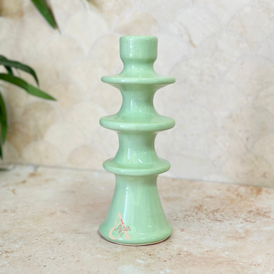 Modern Aqua Green Candle Holder – Moroccan Handcrafted
